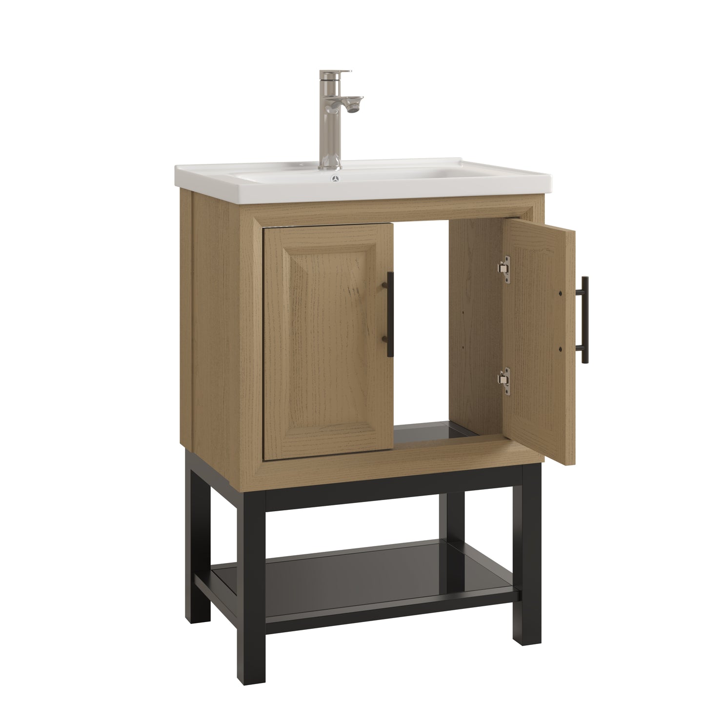 Festivo 24" FBV24224 Freestanding Bathroom Vanity with Ceramic Top & Faucet-Brown