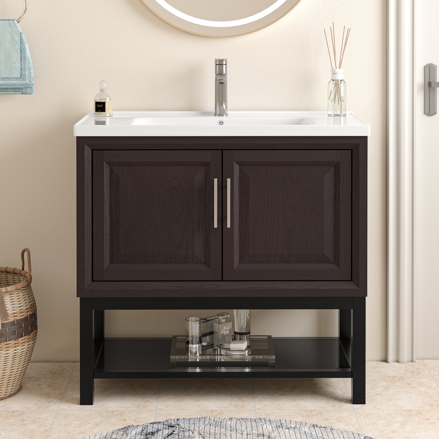 Festivo 36" FBV24233 Freestanding Bathroom Vanity with Ceramic Top & Faucet-Muddy