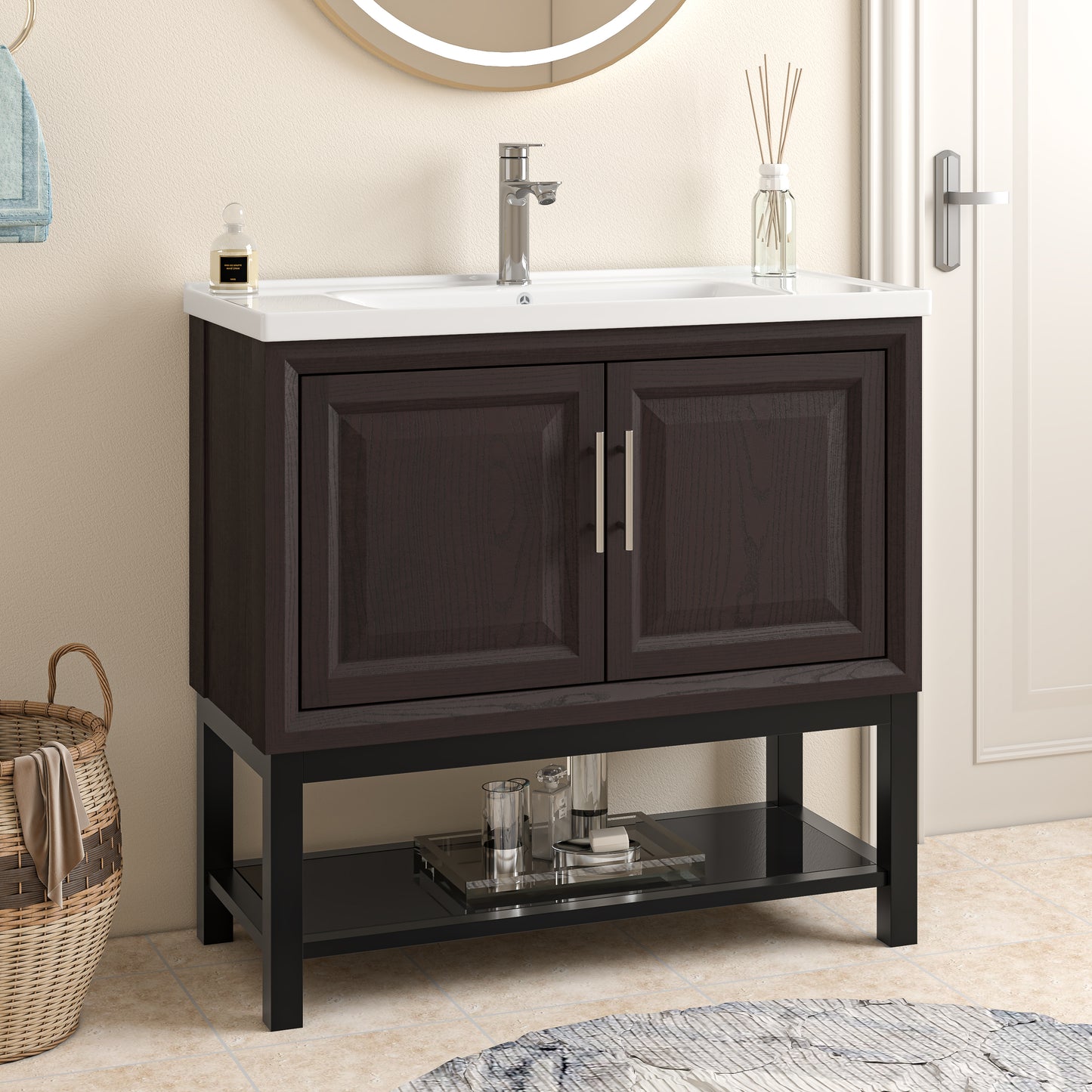 Festivo 36" FBV24233 Freestanding Bathroom Vanity with Ceramic Top & Faucet-Muddy