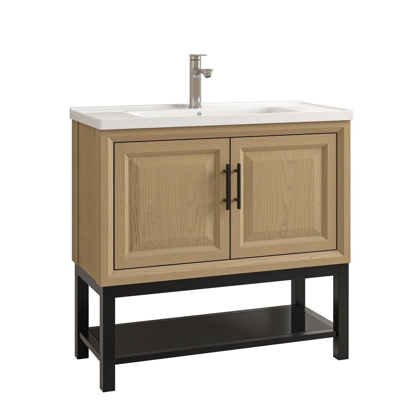 Festivo 36" FBV24234 Freestanding Bathroom Vanity with Ceramic Top & Faucet-Brown