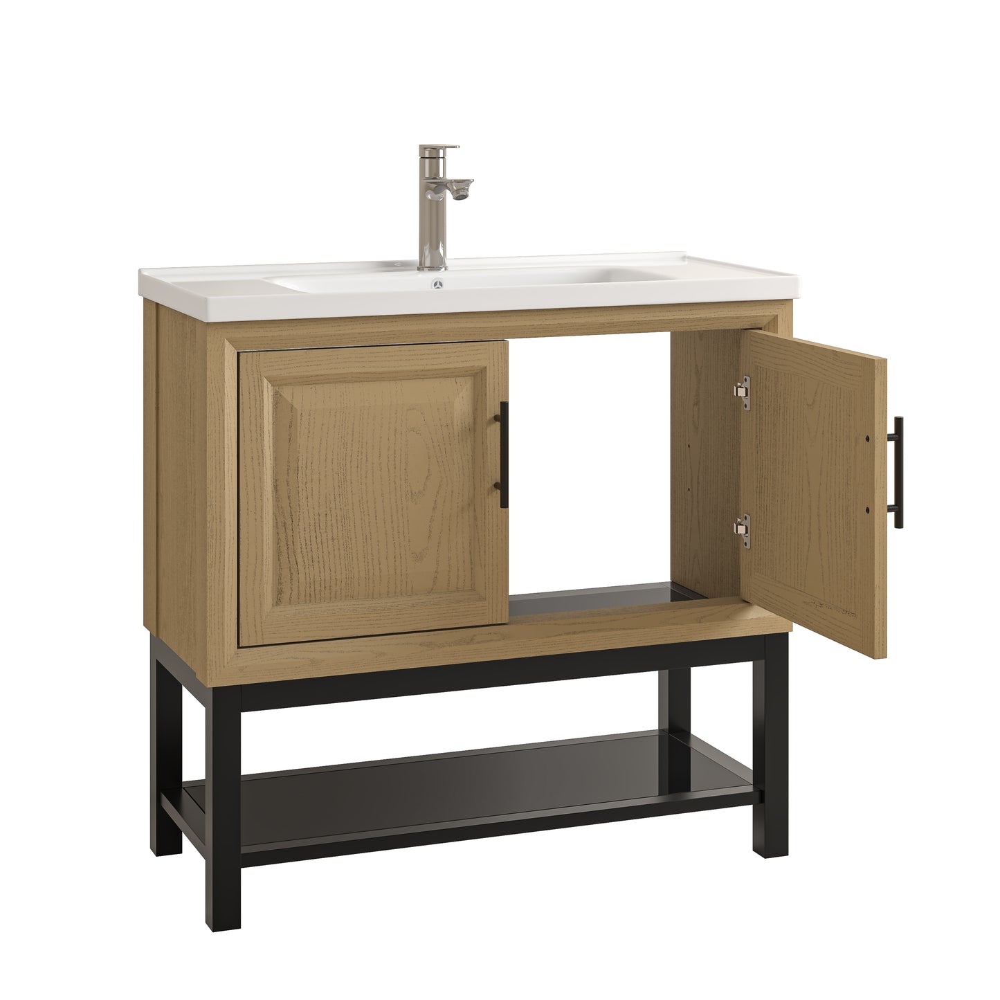 Festivo 36" FBV24234 Freestanding Bathroom Vanity with Ceramic Top & Faucet-Brown