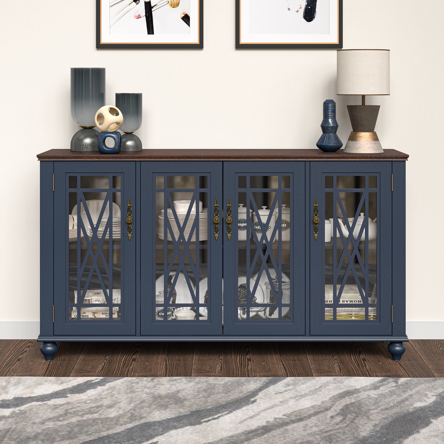 Festivo FCB22449 63" Buffet Sideboard Cabinet-Blue