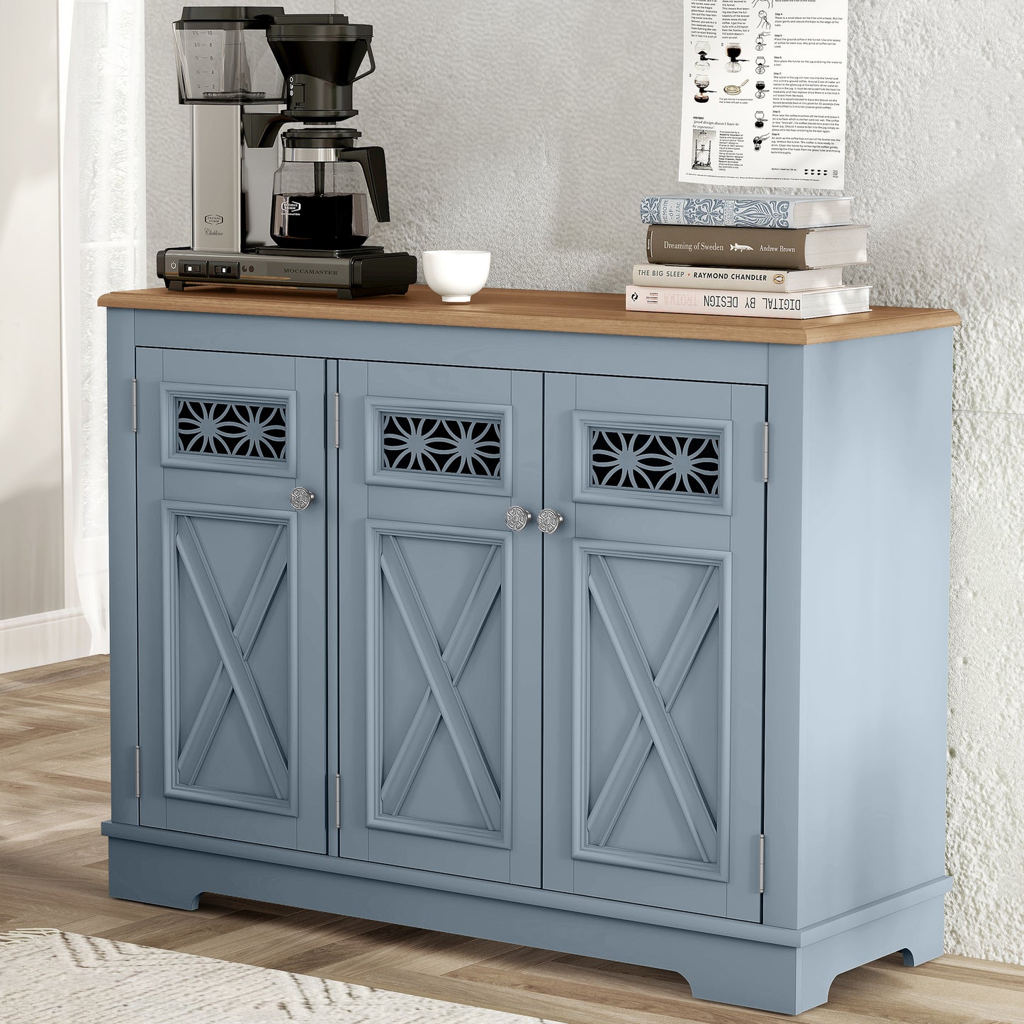 Festivo FCB24130 44.5" Buffet Sideboard Cabinet-Blue