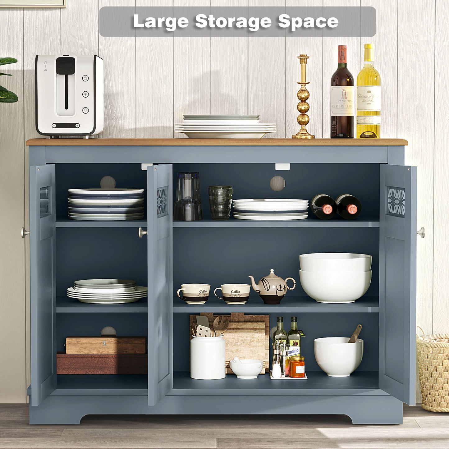 Festivo FCB24130 44.5" Buffet Sideboard Cabinet-Blue
