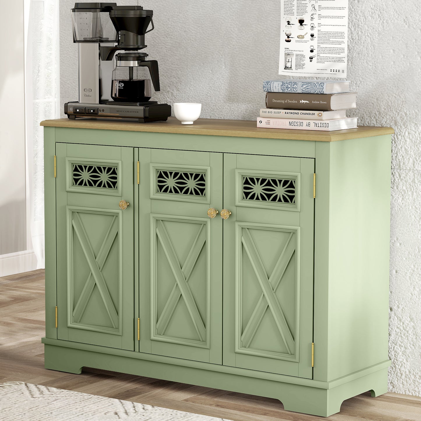 Festivo FCB24132 44.5" Buffet Sideboard Cabinet-Green