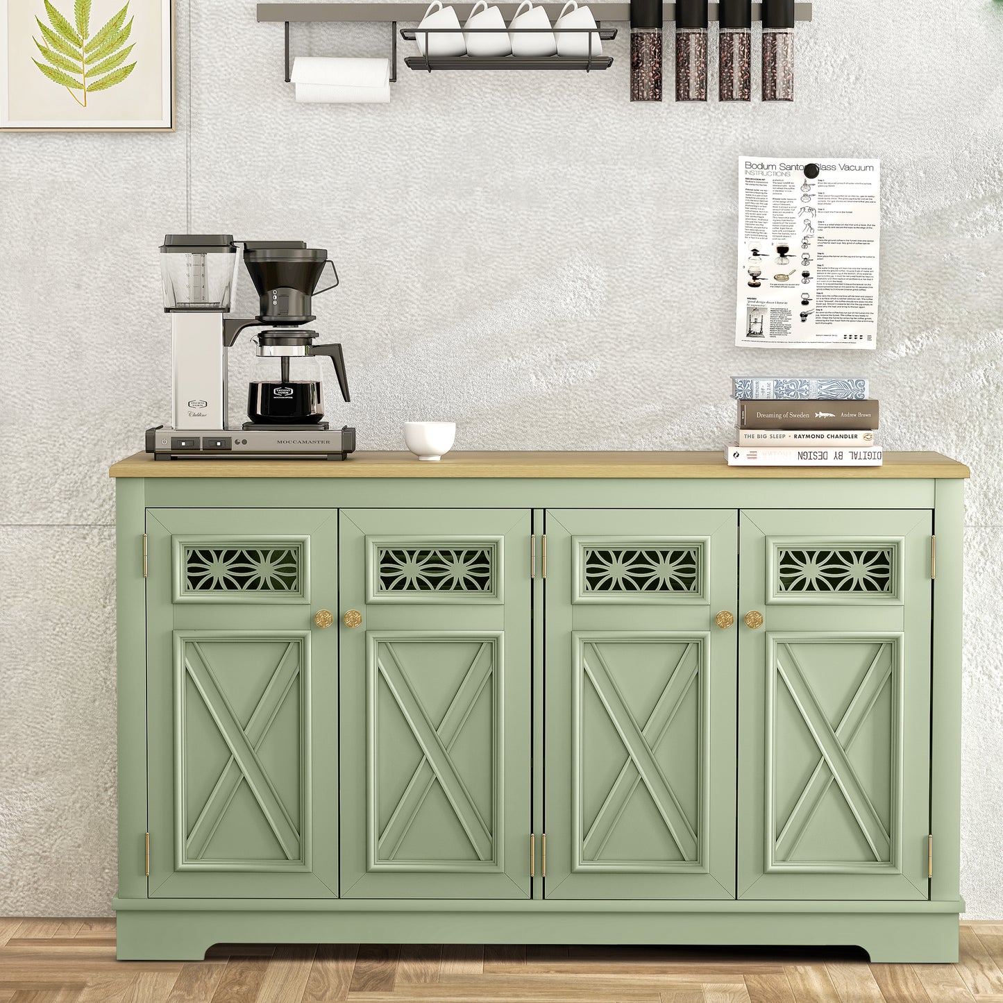 Festivo FCB24140 57.4" Buffet Sideboard Cabinet-Green