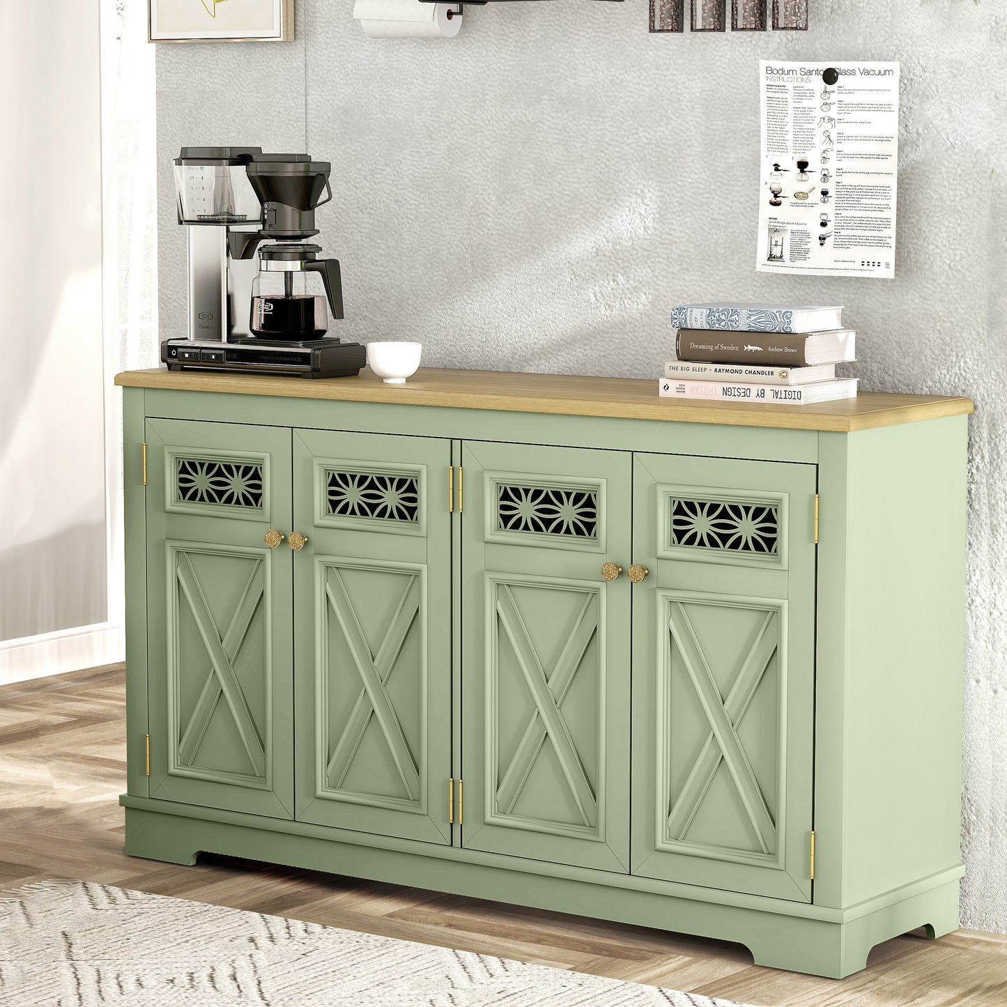 Festivo FCB24140 57.4" Buffet Sideboard Cabinet-Green