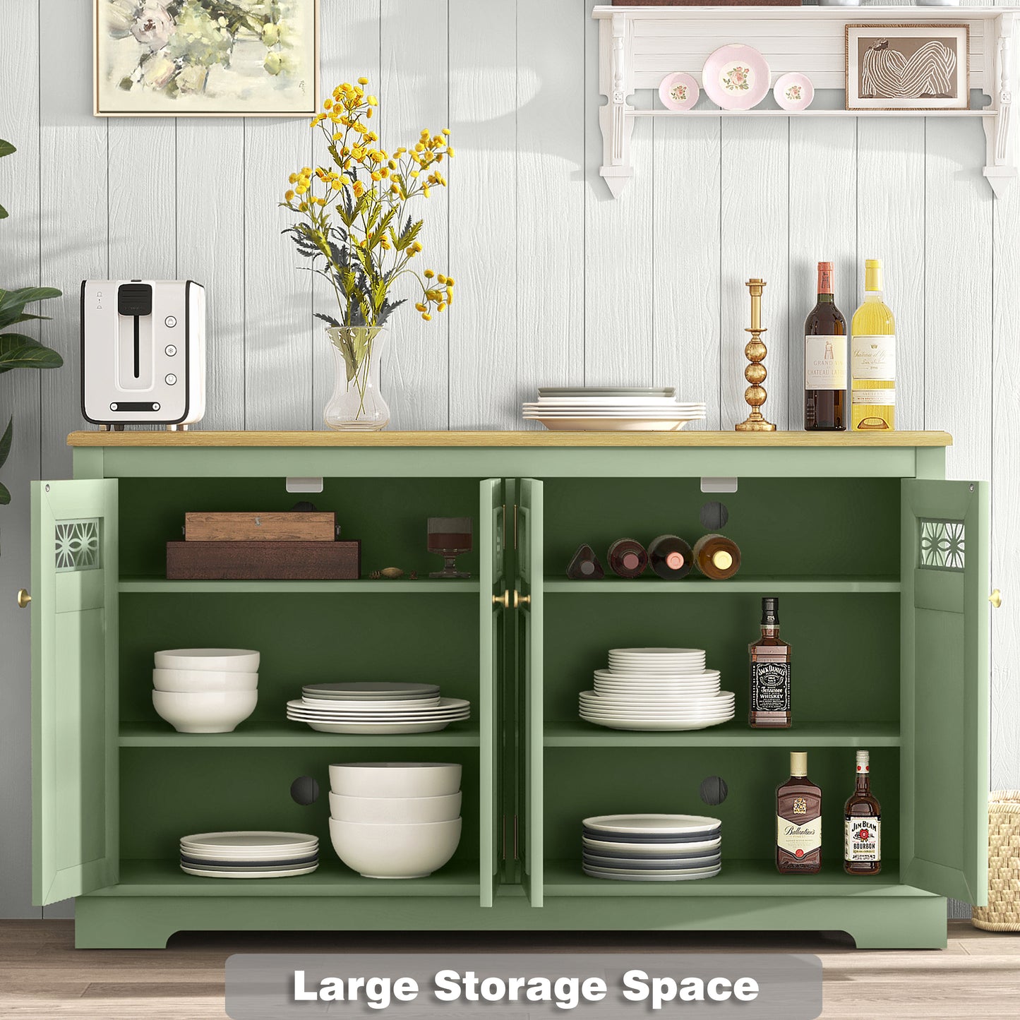 Festivo FCB24140 57.4" Buffet Sideboard Cabinet-Green
