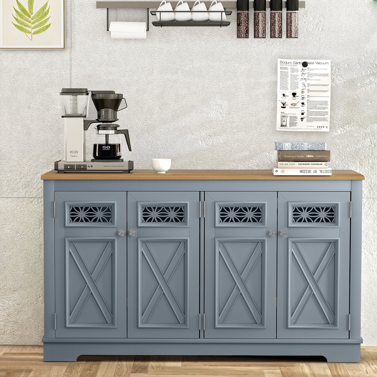 Festivo FCB24142 57.4" Buffet Sideboard Cabinet-Blue