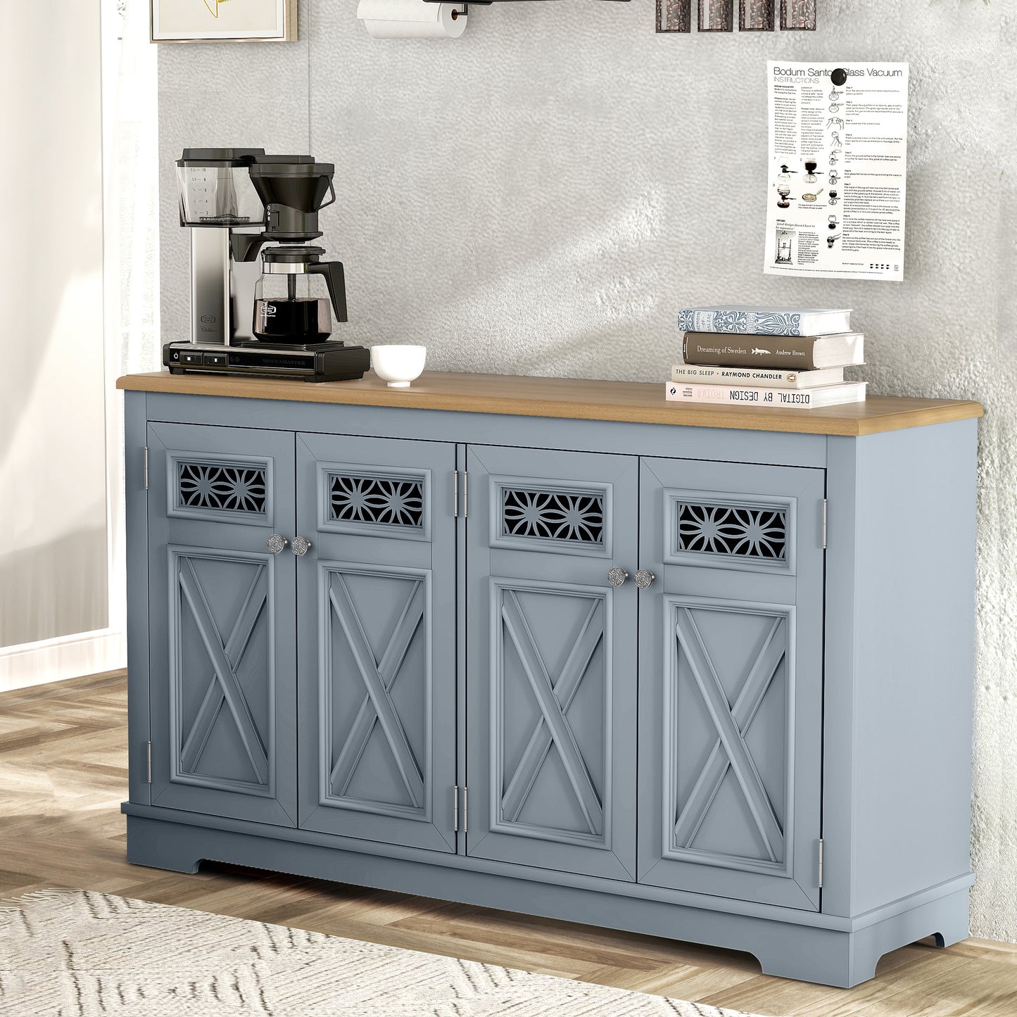 Festivo FCB24142 57.4" Buffet Sideboard Cabinet-Blue