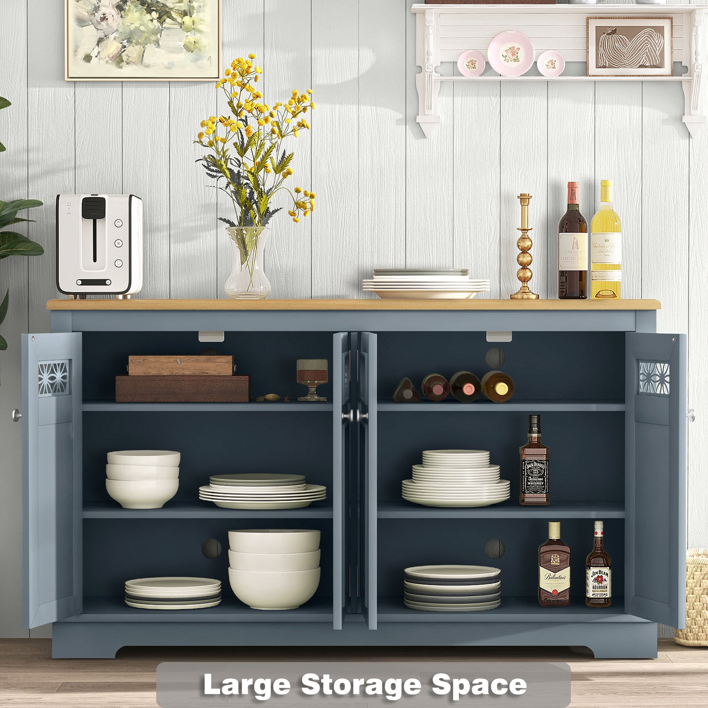 Festivo FCB24142 57.4" Buffet Sideboard Cabinet-Blue