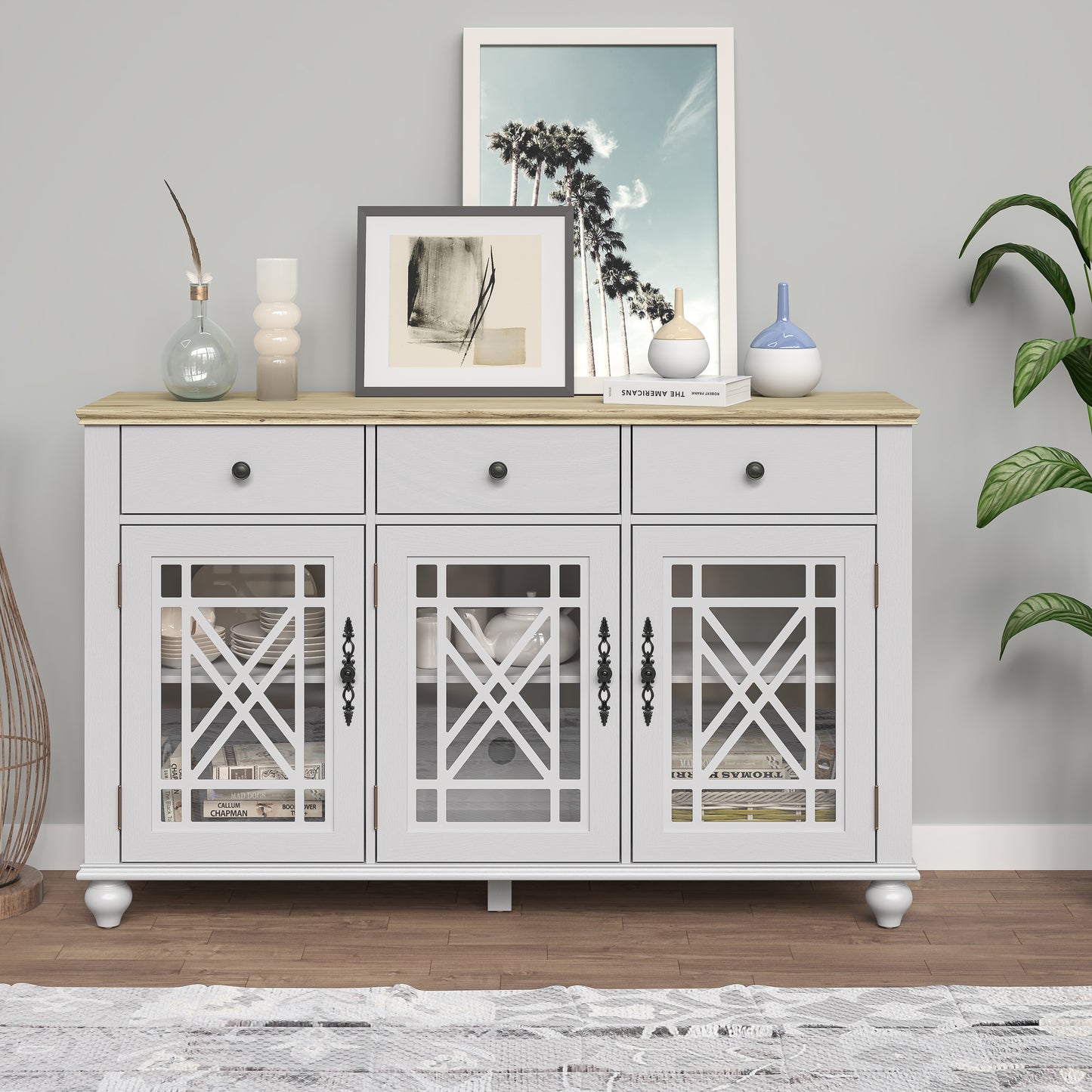 Festivo FCB24532 55" Buffet Sideboard Cabinet-Grayish White
