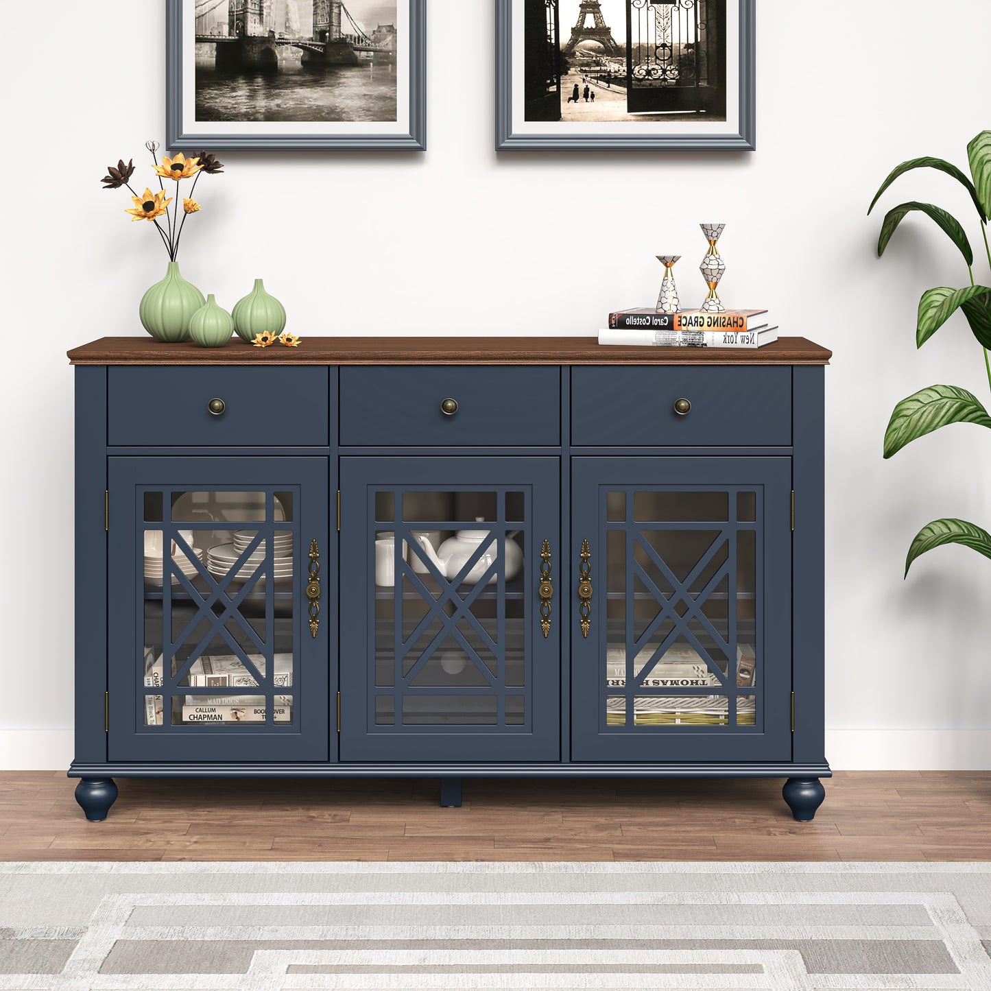Festivo FCB24533 55" Buffet Sideboard Cabinet-Navy