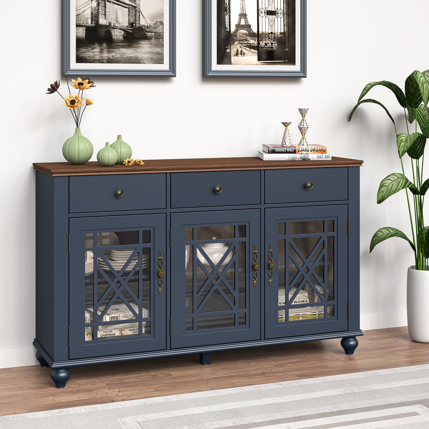 Festivo FCB24533 55" Buffet Sideboard Cabinet-Navy