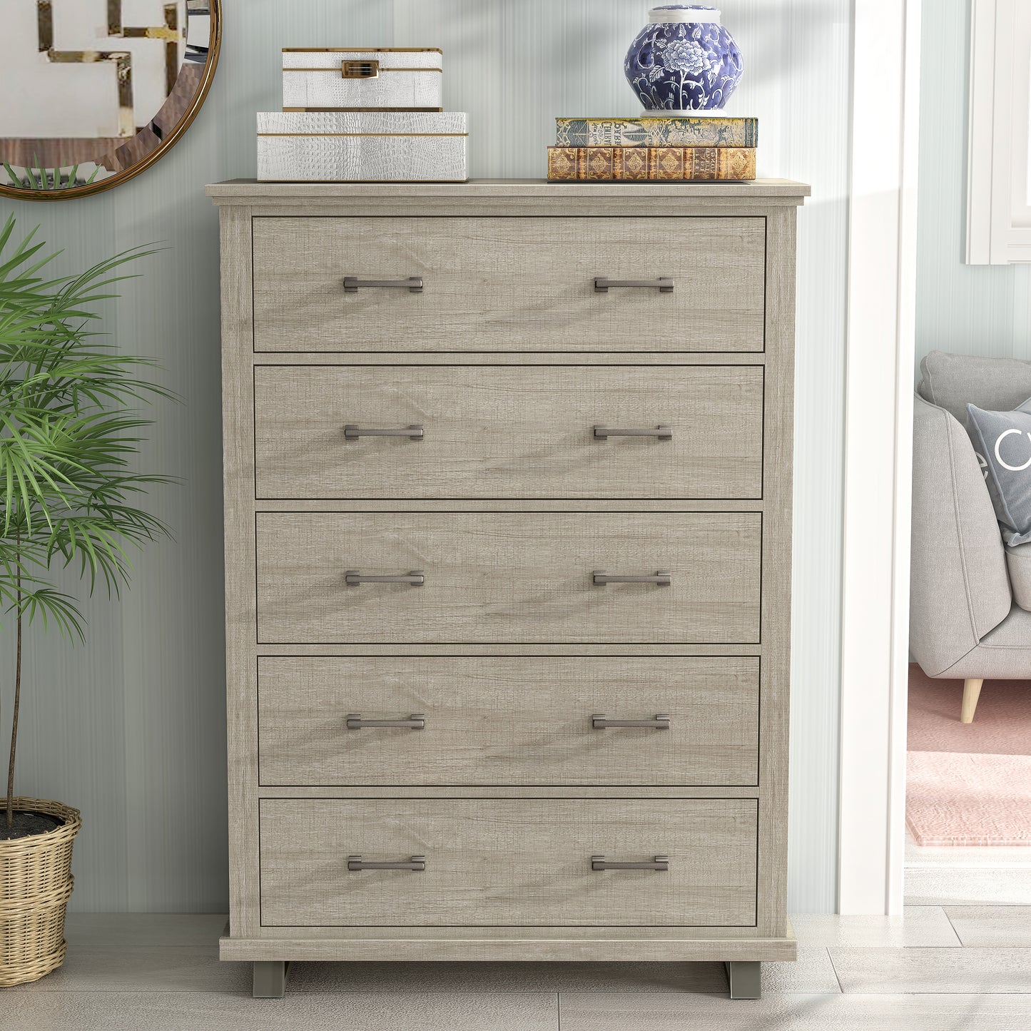 Festivo FCH22241 38" Bedroom Chest with 5 Drawers-Beige