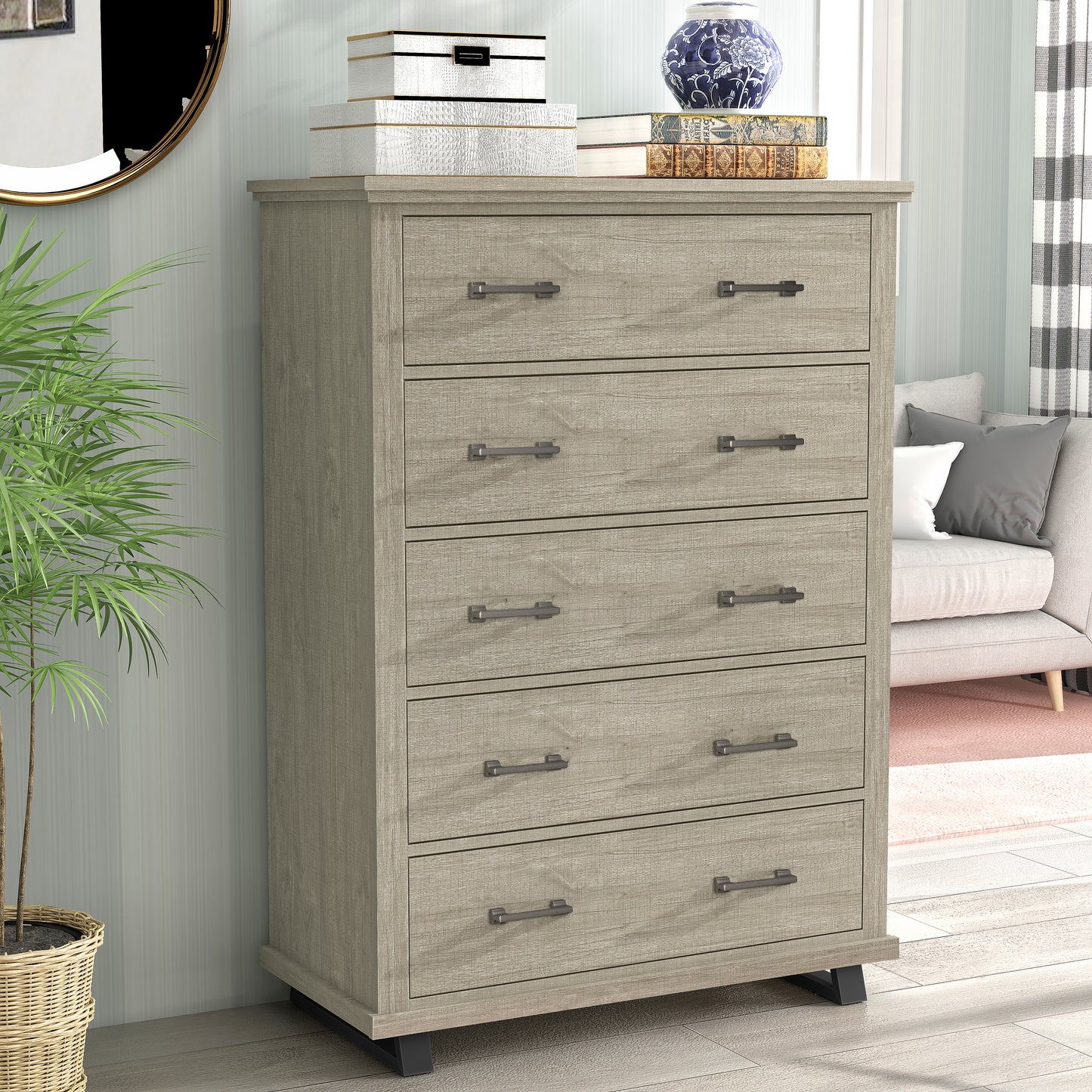 Festivo FCH22241 38" Bedroom Chest with 5 Drawers-Beige