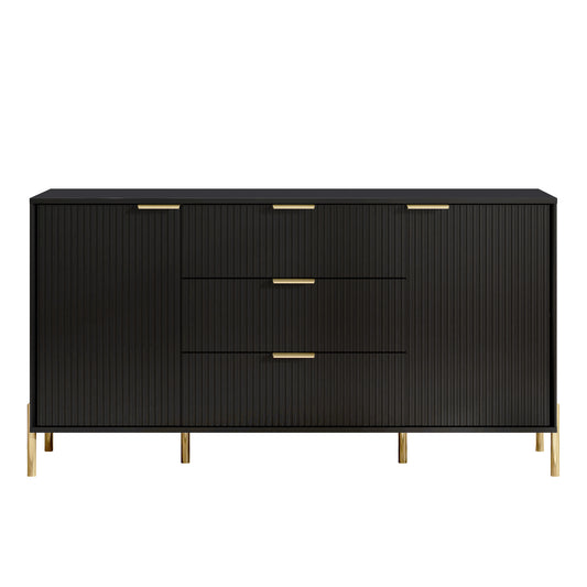 Festivo FDR23141 58" Bedroom Dresser with 3 Drawers-Black