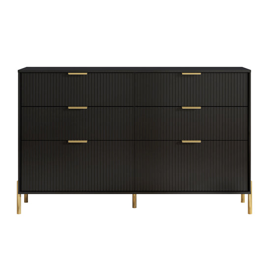 Festivo FDR23145 56" Bedroom Dresser with 6 Drawers-Black