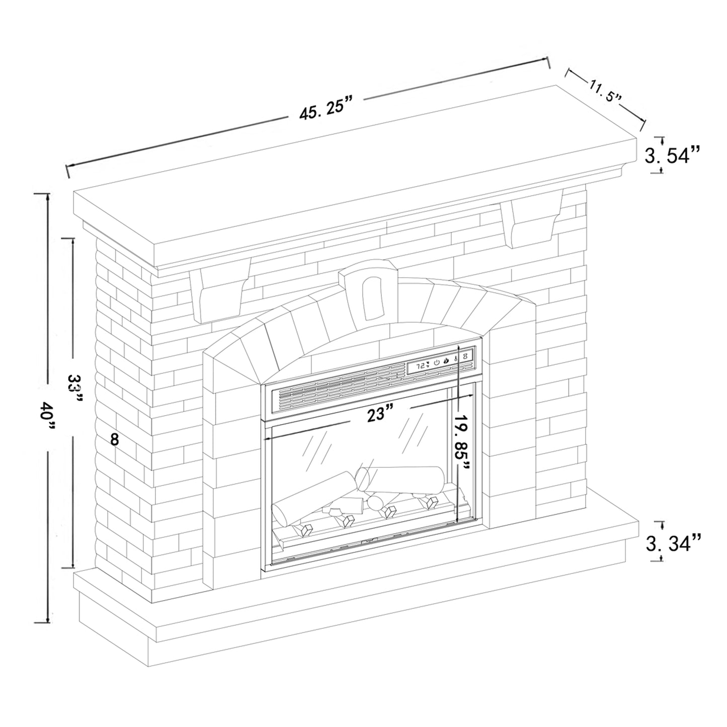 Festivo FFP20101 45" Electric Fireplace Mantel with Faux Brick-Brown