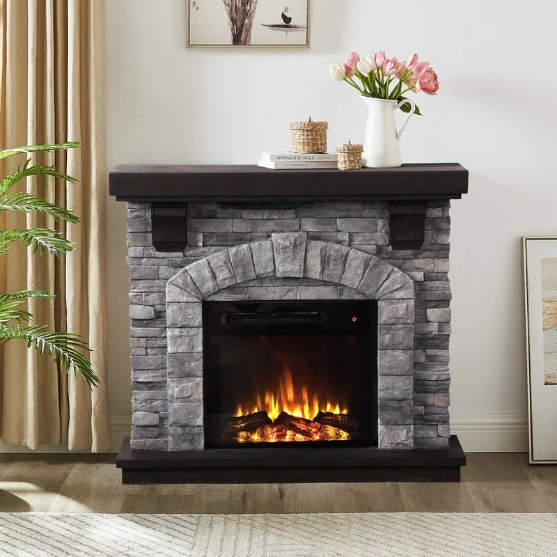 Festivo FFP20121 45" Electric Fireplace Mantel with Faux Brick-Grey