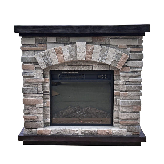 Festivo FFP20141 36" Electric Fireplace Mantel with Faux Brick-Grey