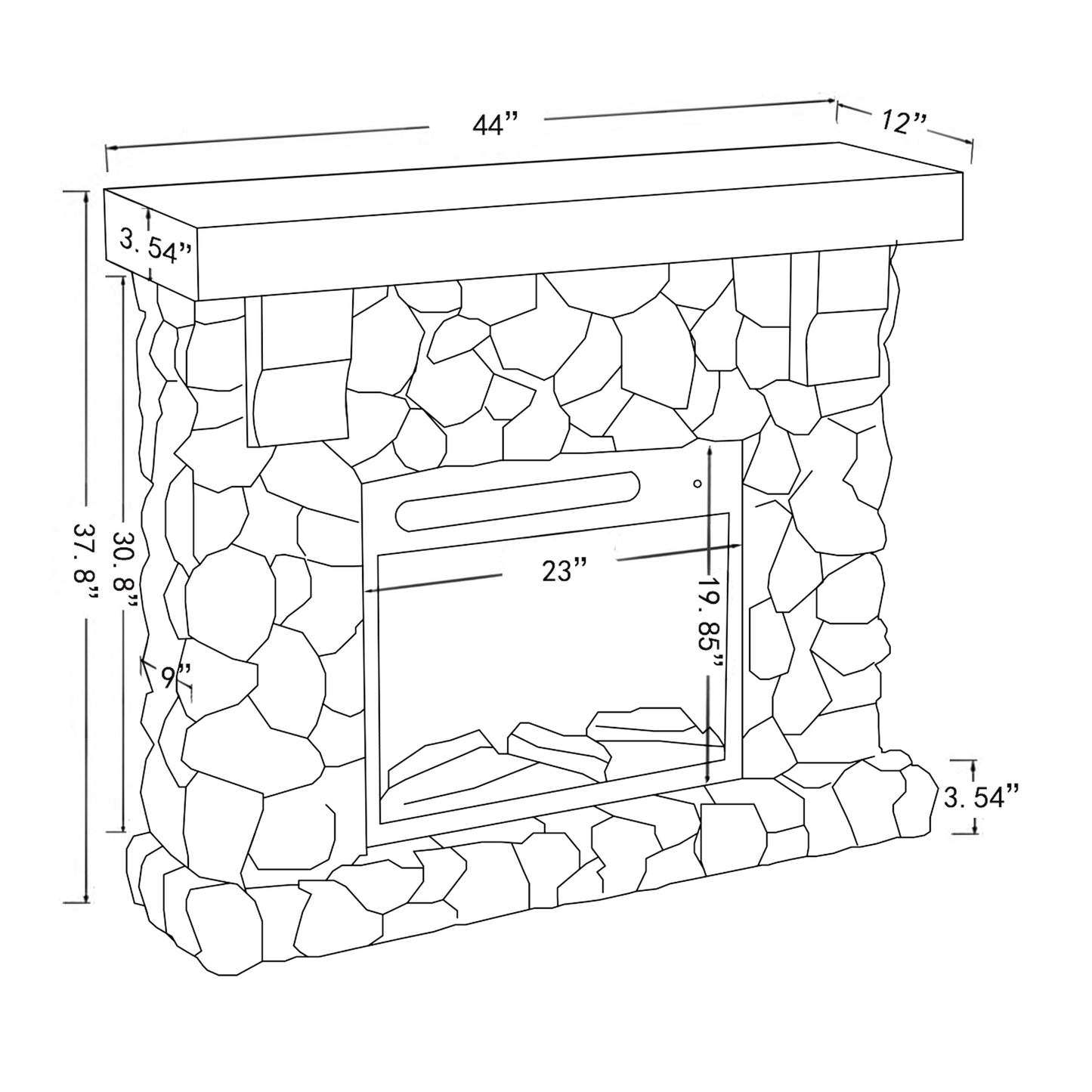 Festivo FFP20151 44" Electric Fireplace Mantel with Faux Brick-Grey