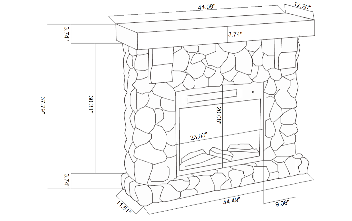Festivo FFP25152 44" Electric Fireplace Mantel with Faux Brick-Tan
