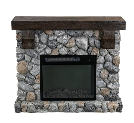 Festivo FFP20151 44" Electric Fireplace Mantel with Faux Brick-Grey