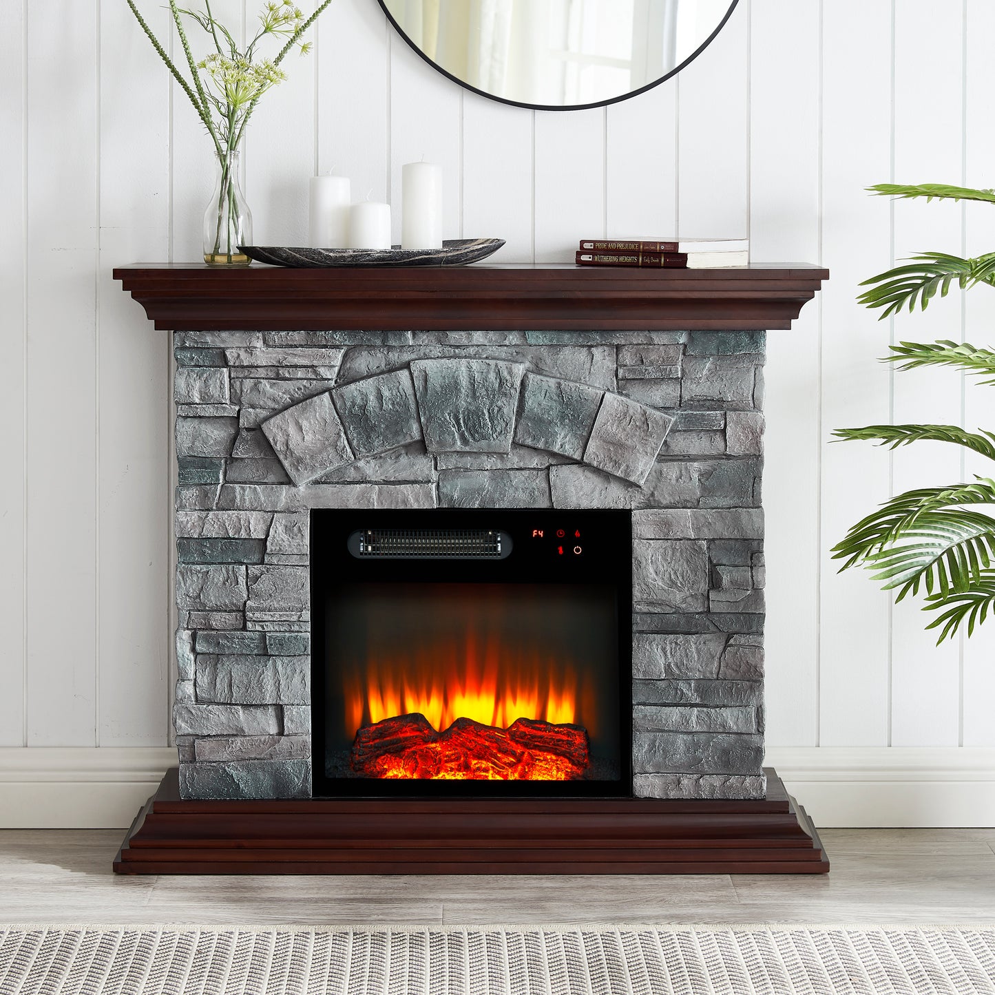 Festivo FFP21234 40" Electric Fireplace Mantel with Faux Brick-Grey