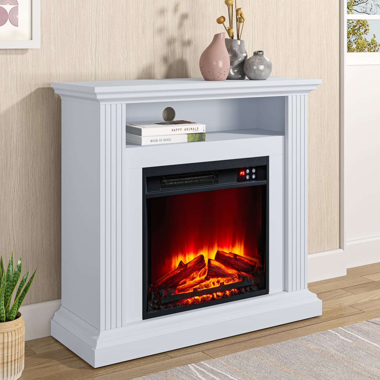 Festivo FFP23340 32" Electric Fireplace Mantel-White