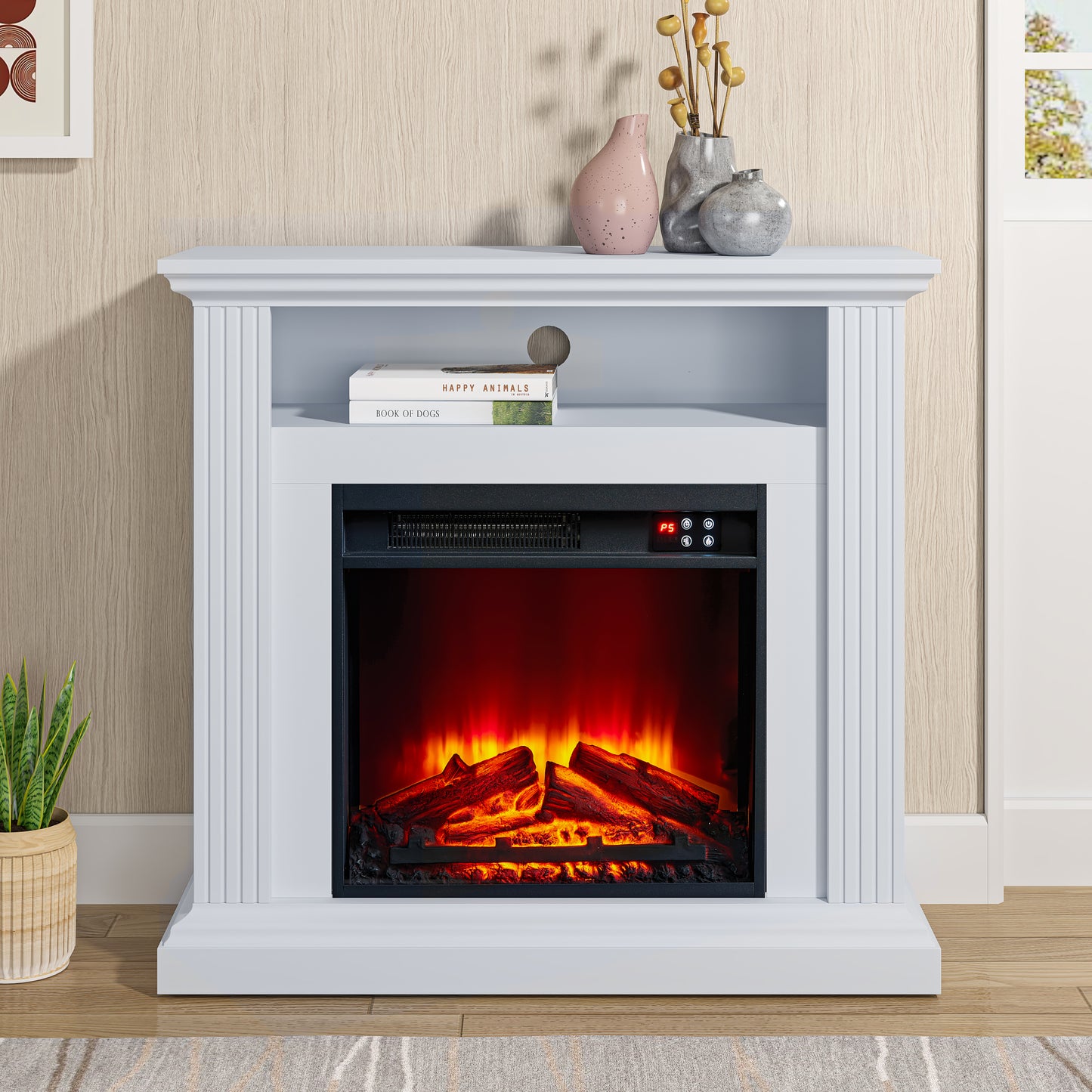 Festivo FFP23340 32" Electric Fireplace Mantel-White