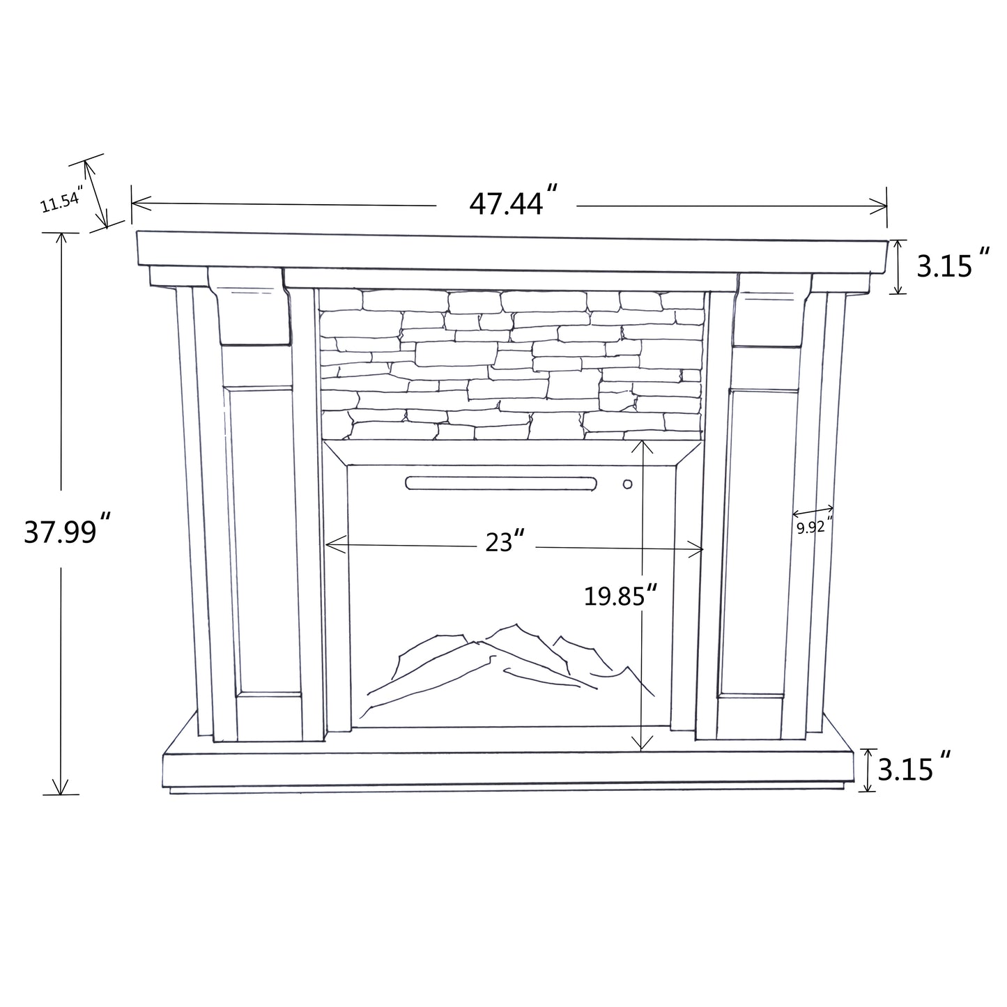 Festivo FFP23611 48" Electric Fireplace Mantel with Faux Brick-Brown