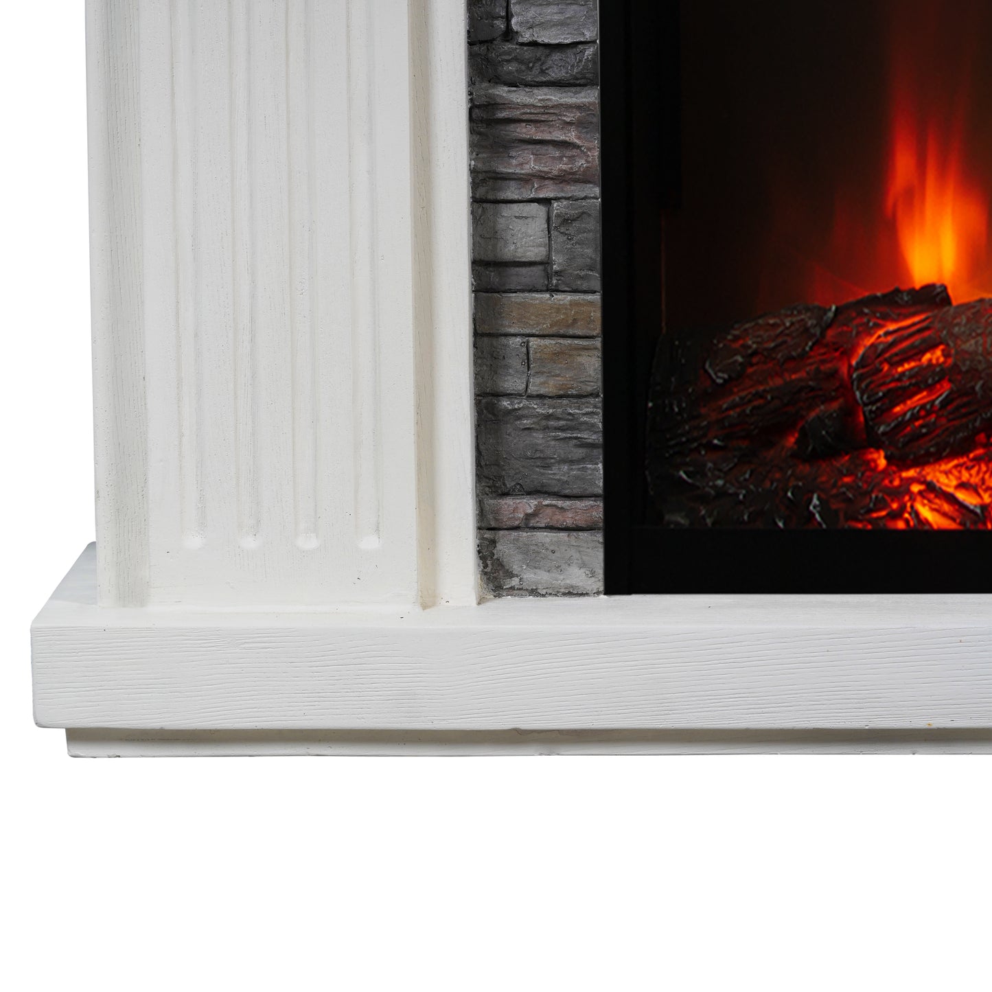 Festivo FFP23617 48" Electric Fireplace Mantel with Faux Brick-White