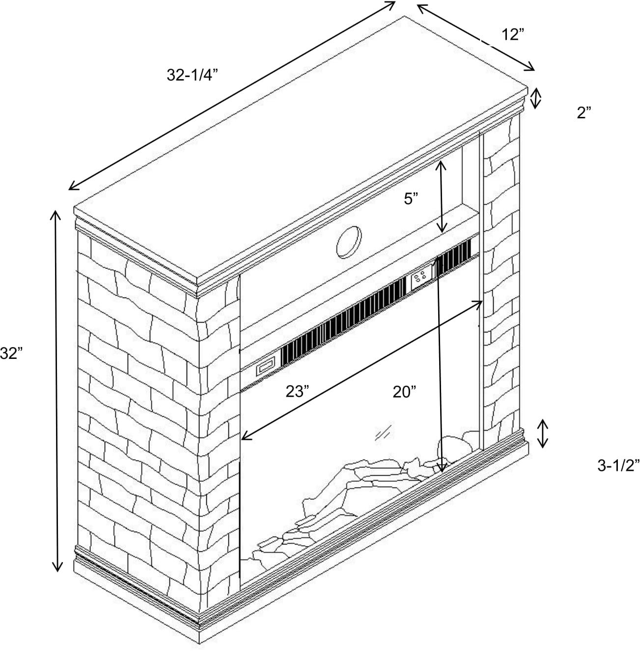 Festivo FFP24121 32" Electric Fireplace Mantel with Faux Brick-Brown