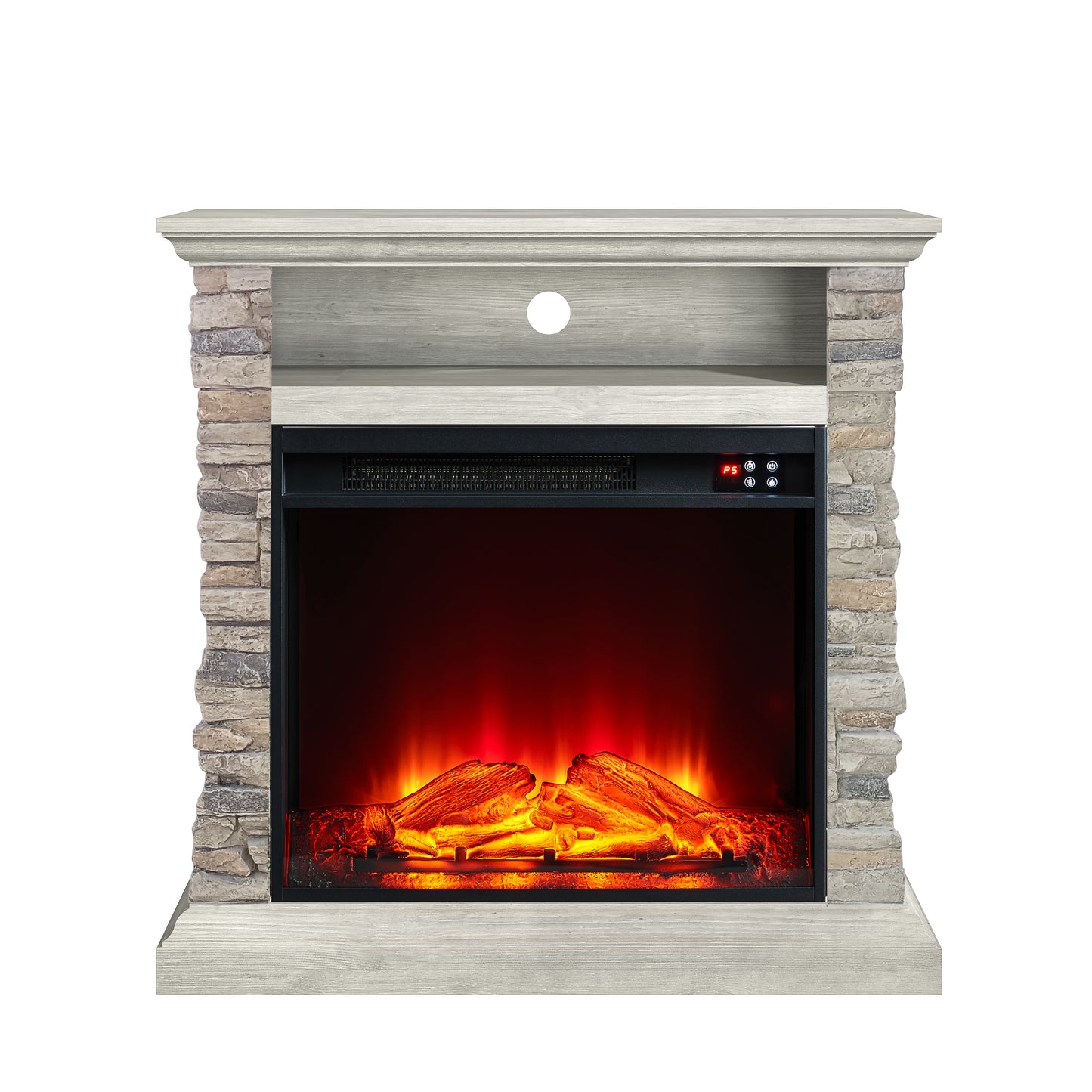 Festivo FFP24120 32" Electric Fireplace Mantel with Faux Brick-Grey