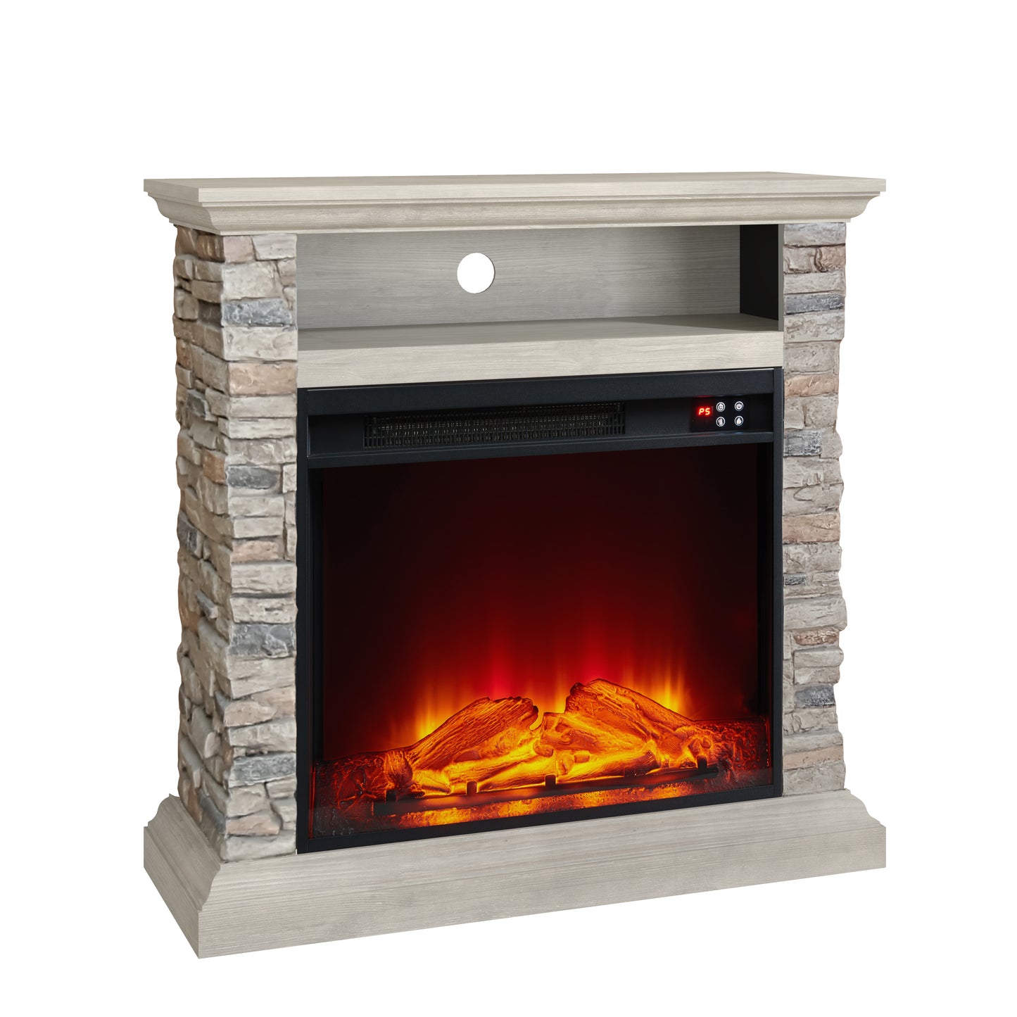 Festivo FFP24120 32" Electric Fireplace Mantel with Faux Brick-Grey