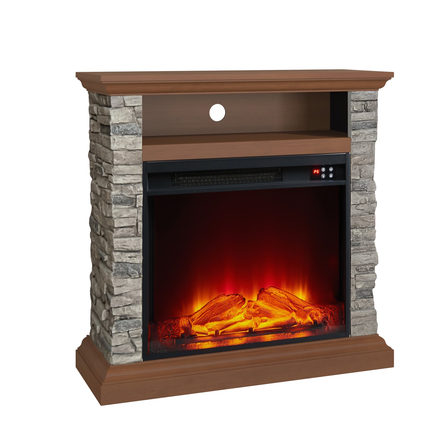 Festivo FFP24121 32" Electric Fireplace Mantel with Faux Brick-Brown