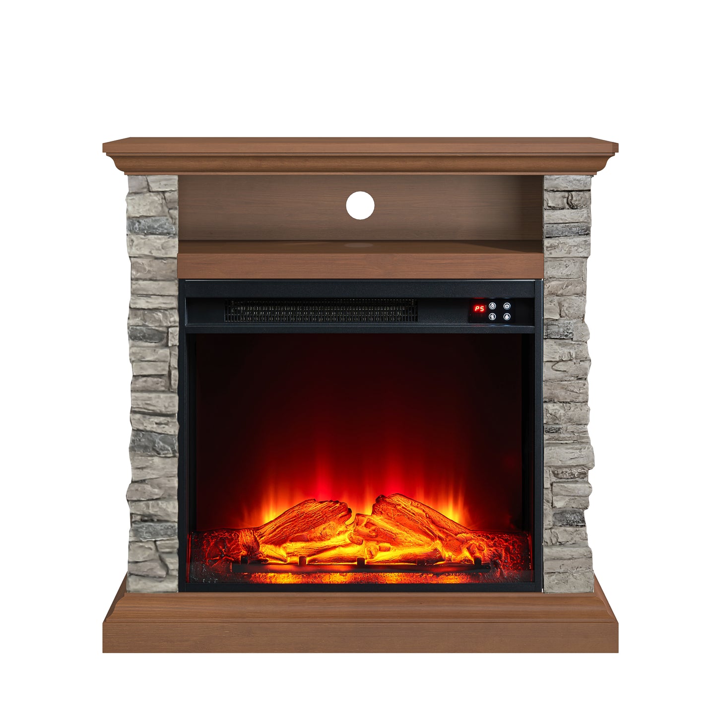 Festivo FFP24121 32" Electric Fireplace Mantel with Faux Brick-Brown