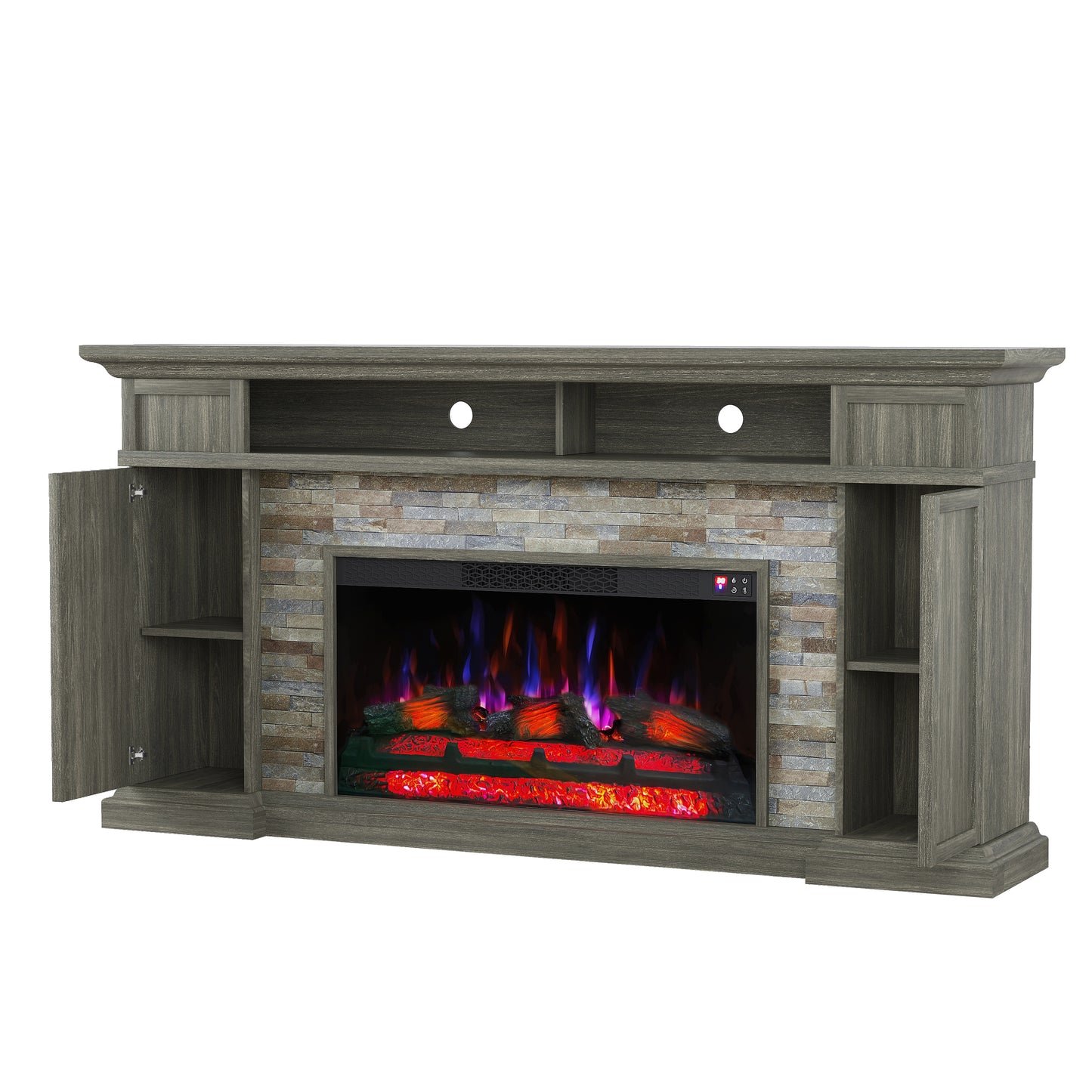 Festivo FFP24176 70" Electric Fireplace Mantel with Faux Brick-Brown