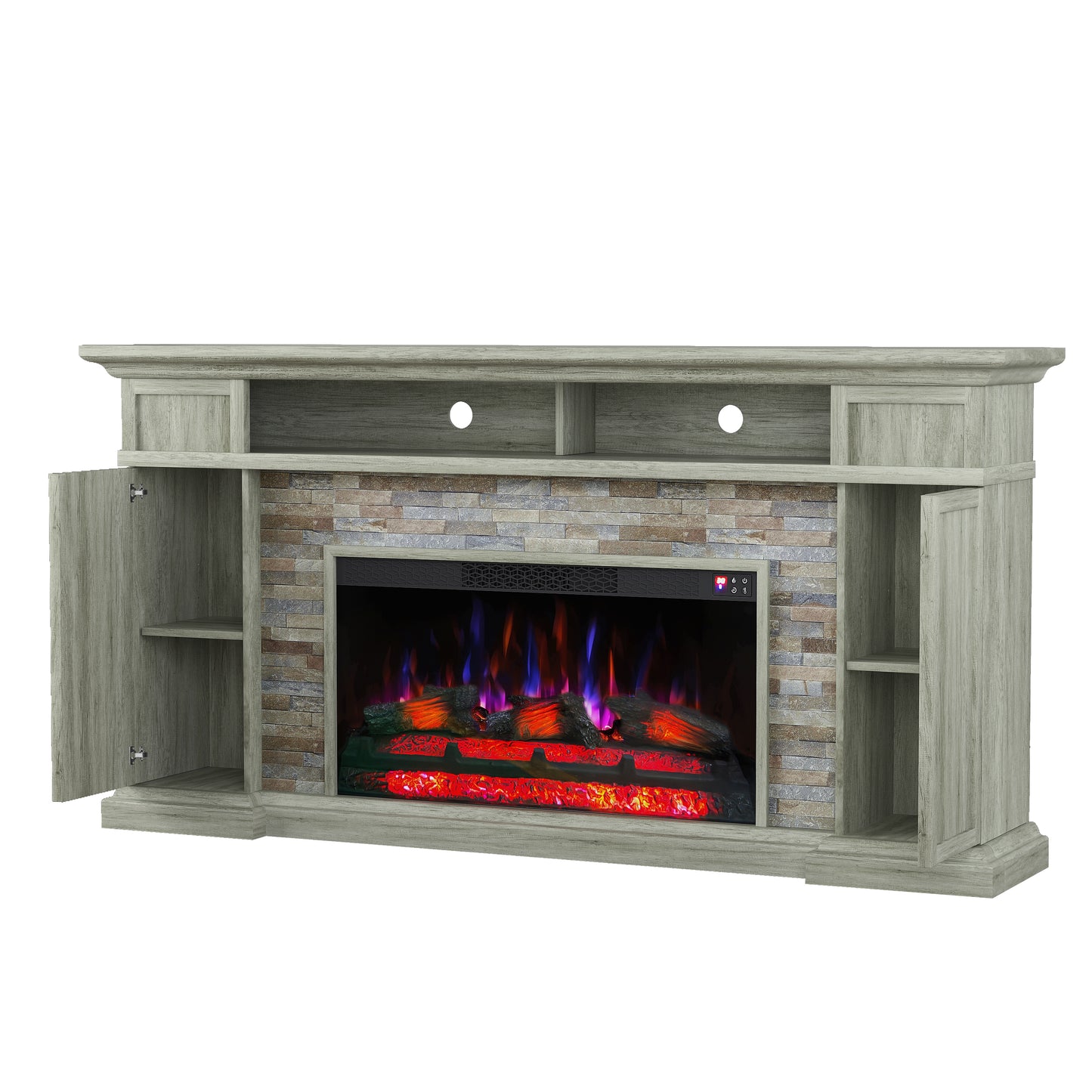Festivo FFP24177 70" Electric Fireplace Mantel with Faux Brick-Grey