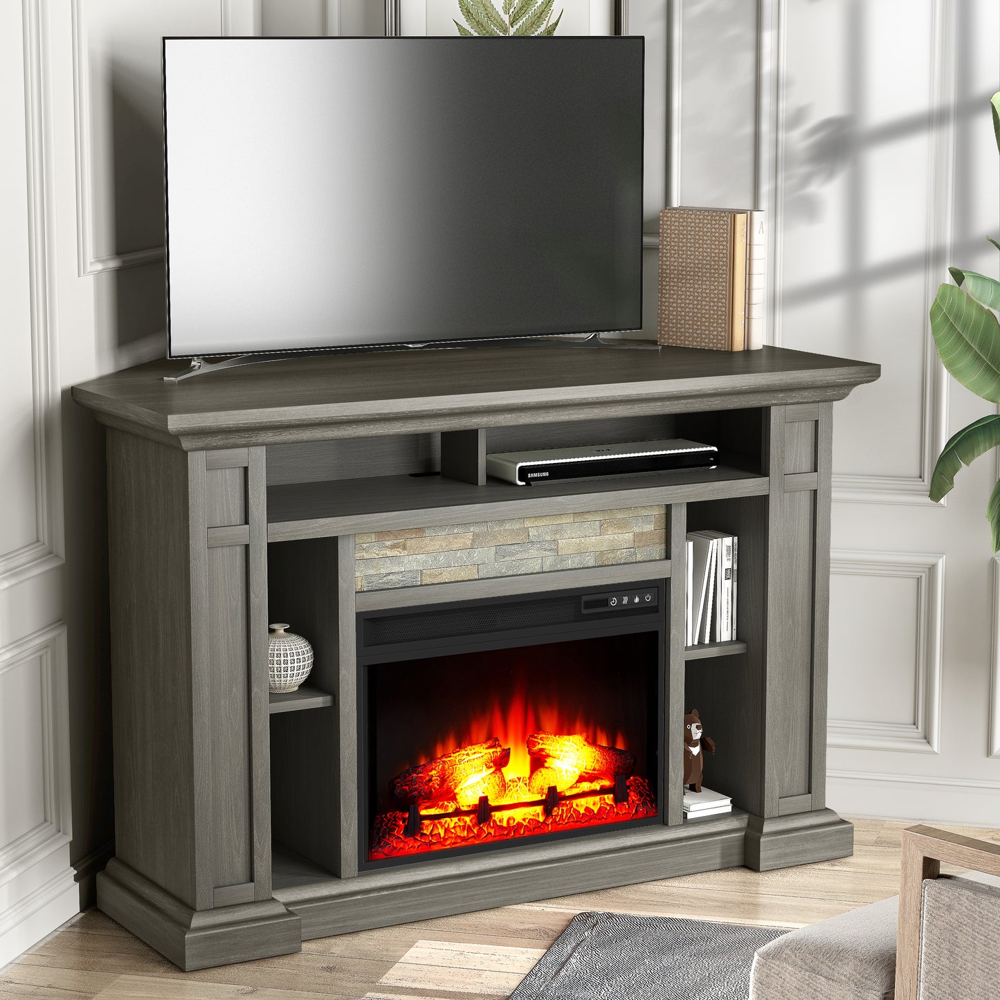 Festivo FFP24226 50" Corner Electric Fireplace Mantel-Brown