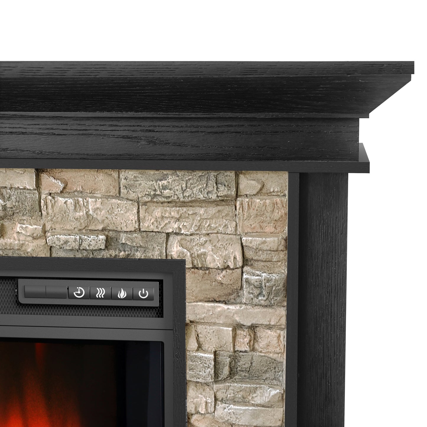 Festivo FFP24340 50" Electric Fireplace Mantel with Faux Brick-Black