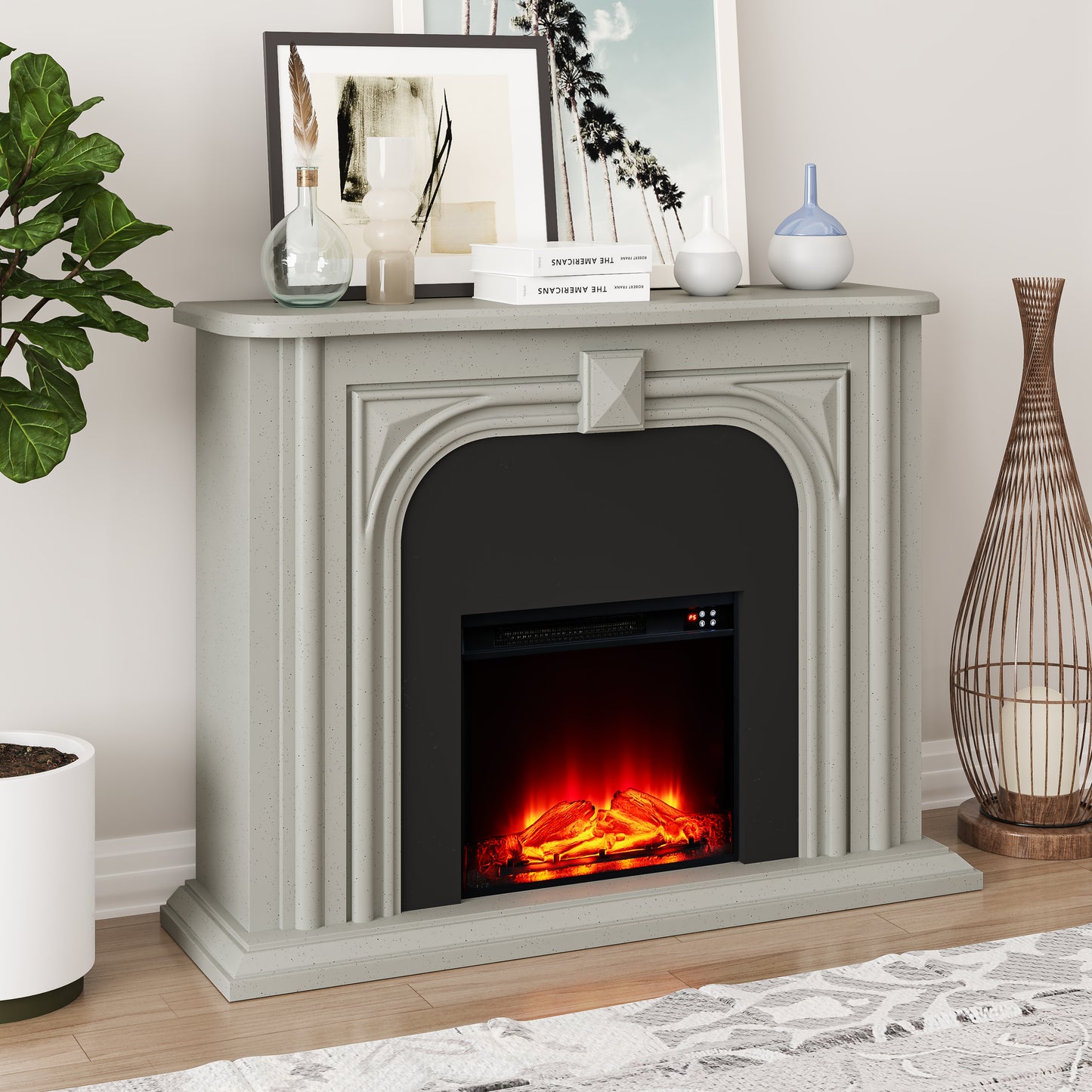 Festivo FFP24345 47.5" Electric Fireplace Mantel-Grey