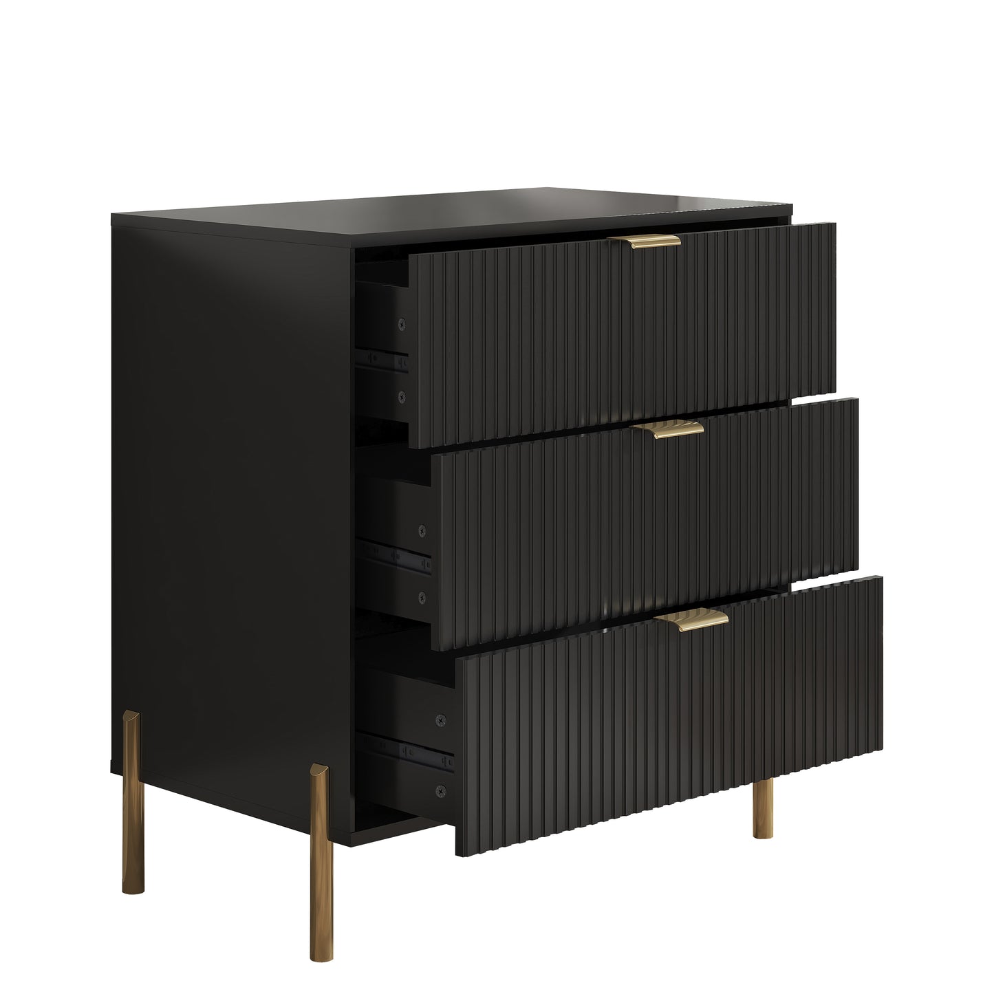 Festivo FNS23115 28" Bedroom Nightstands with 3 Drawers-Black