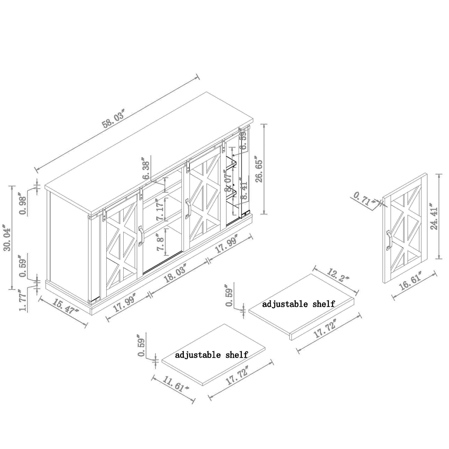 Festivo FTS20334 58" TV Stand-White