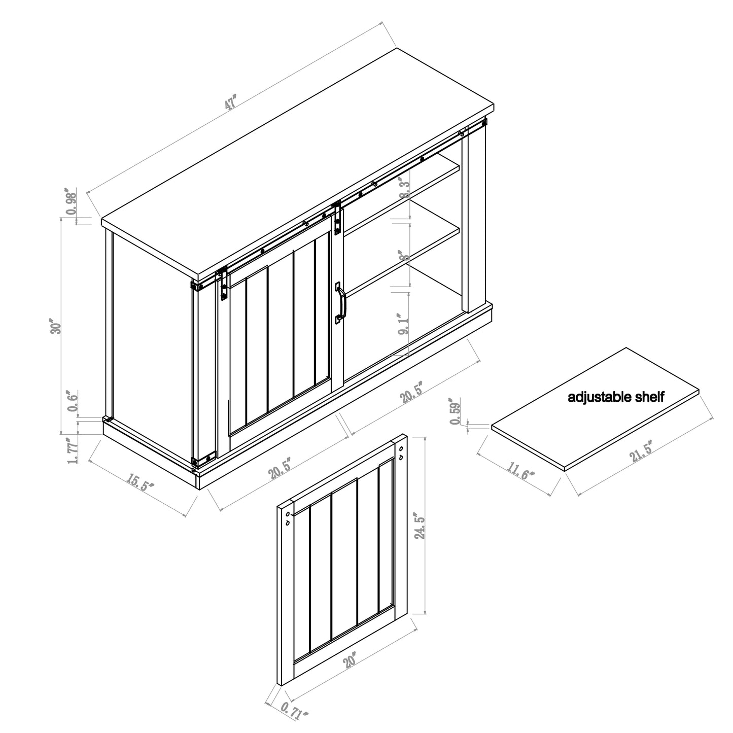 Festivo FTS20831 47" TV Stand-Grey