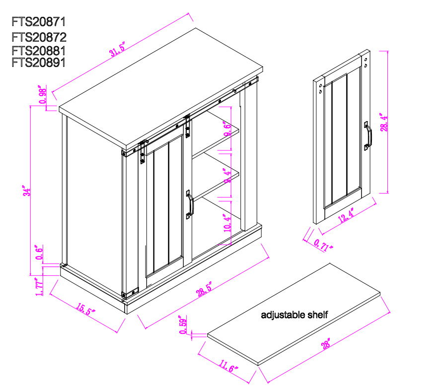 Festivo FTS20871 32" TV Stand-Offwhite