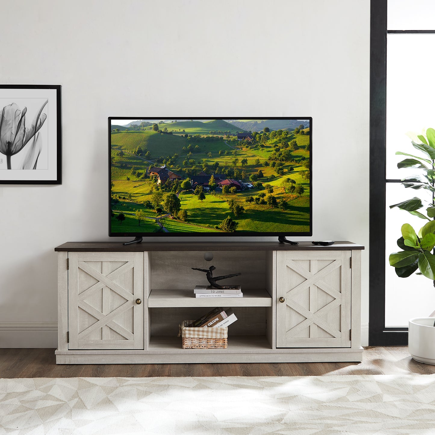 Festivo FTS21335 64" TV Stand-OffWhite