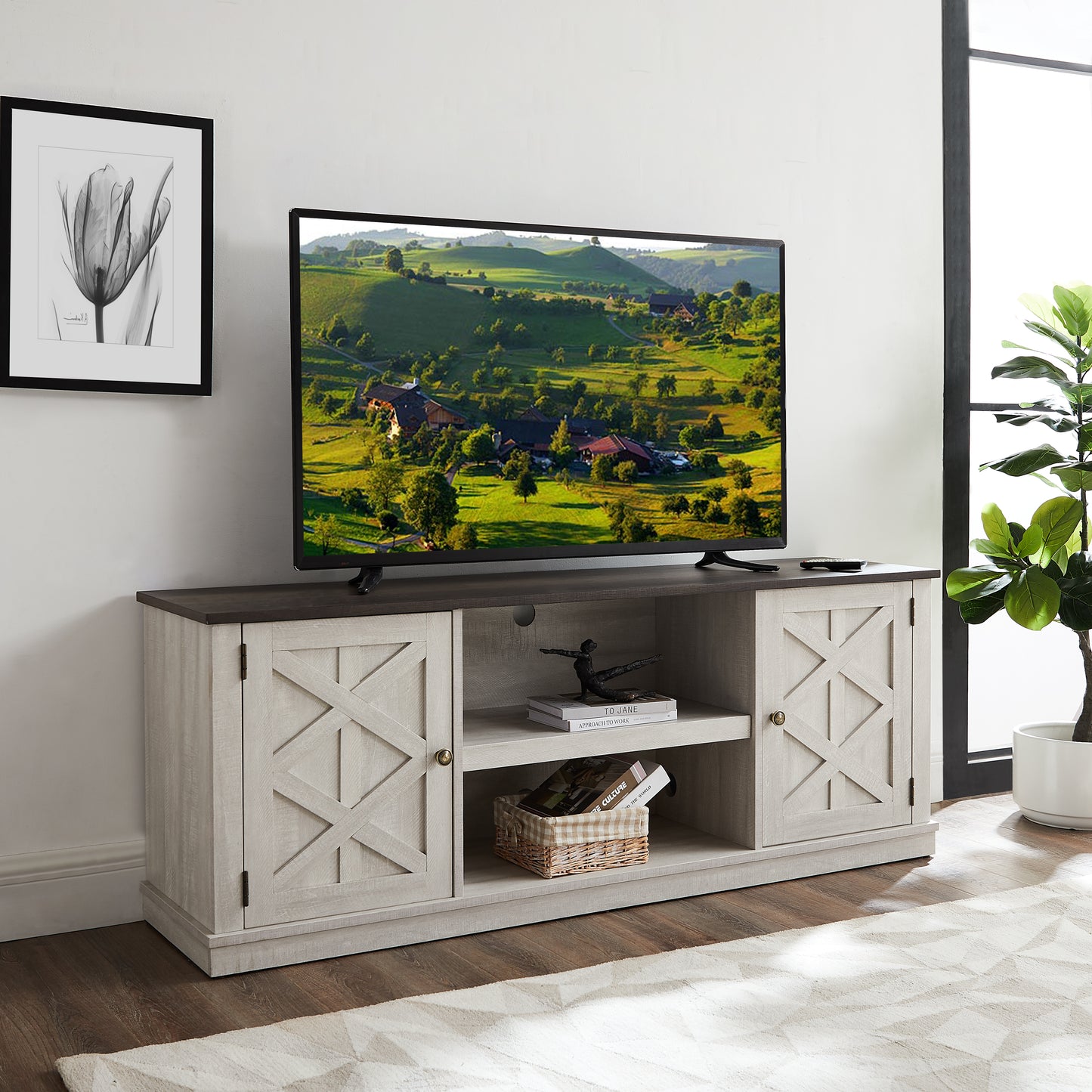 Festivo FTS21335 64" TV Stand-OffWhite