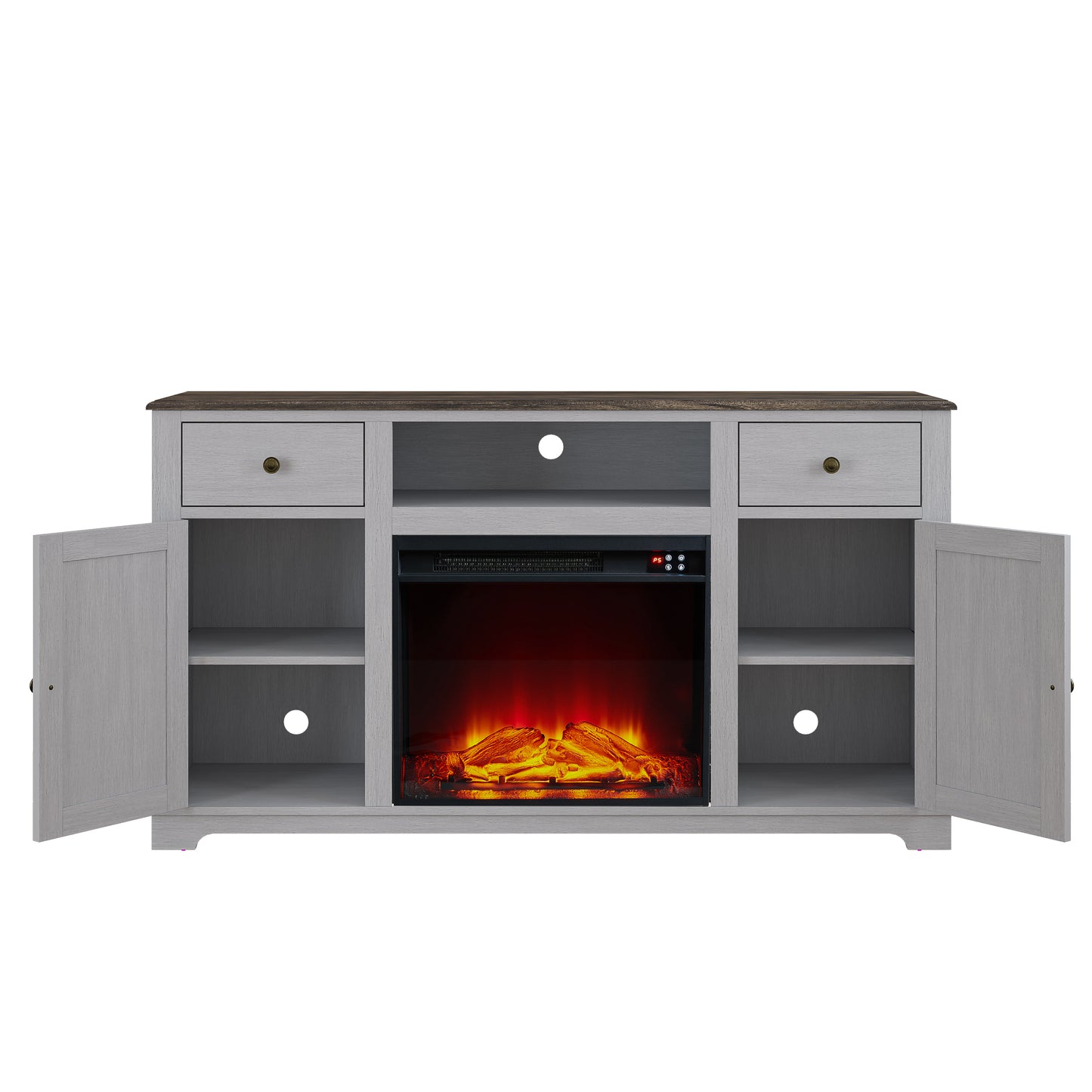 Festivo FTS23227 60" TV Stand with 23" Electric Fireplace-Grey